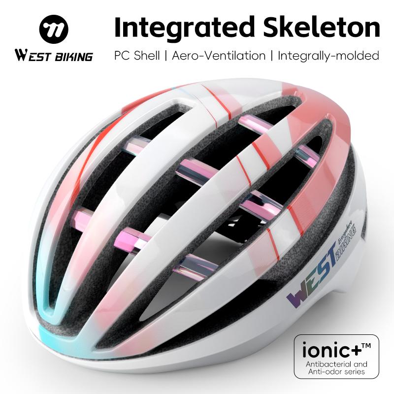 WEST BIKING CE Certified Cycling Helmet Ultralight Integrated Molding Pro Road Bike Helmet Unisex Adjustable Bicycle Safety Cap