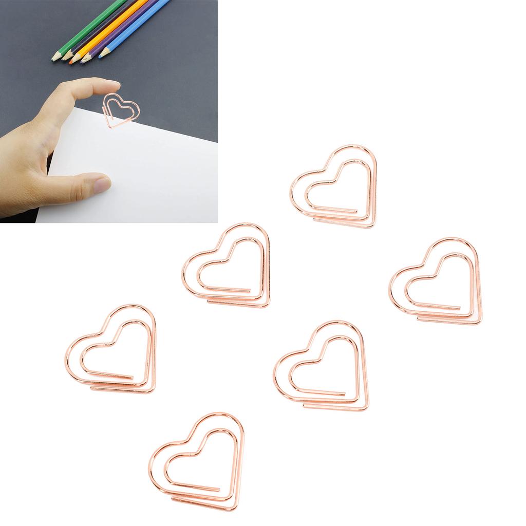 100pcs Hrt Shape Paper Clips Cute Metal Paper Clips Portable Adorable Small Paper Clips for Document Organization