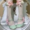 Lolita Summer Sheer Satin Bow Ankle Socks For Women With Breathable Fabrics