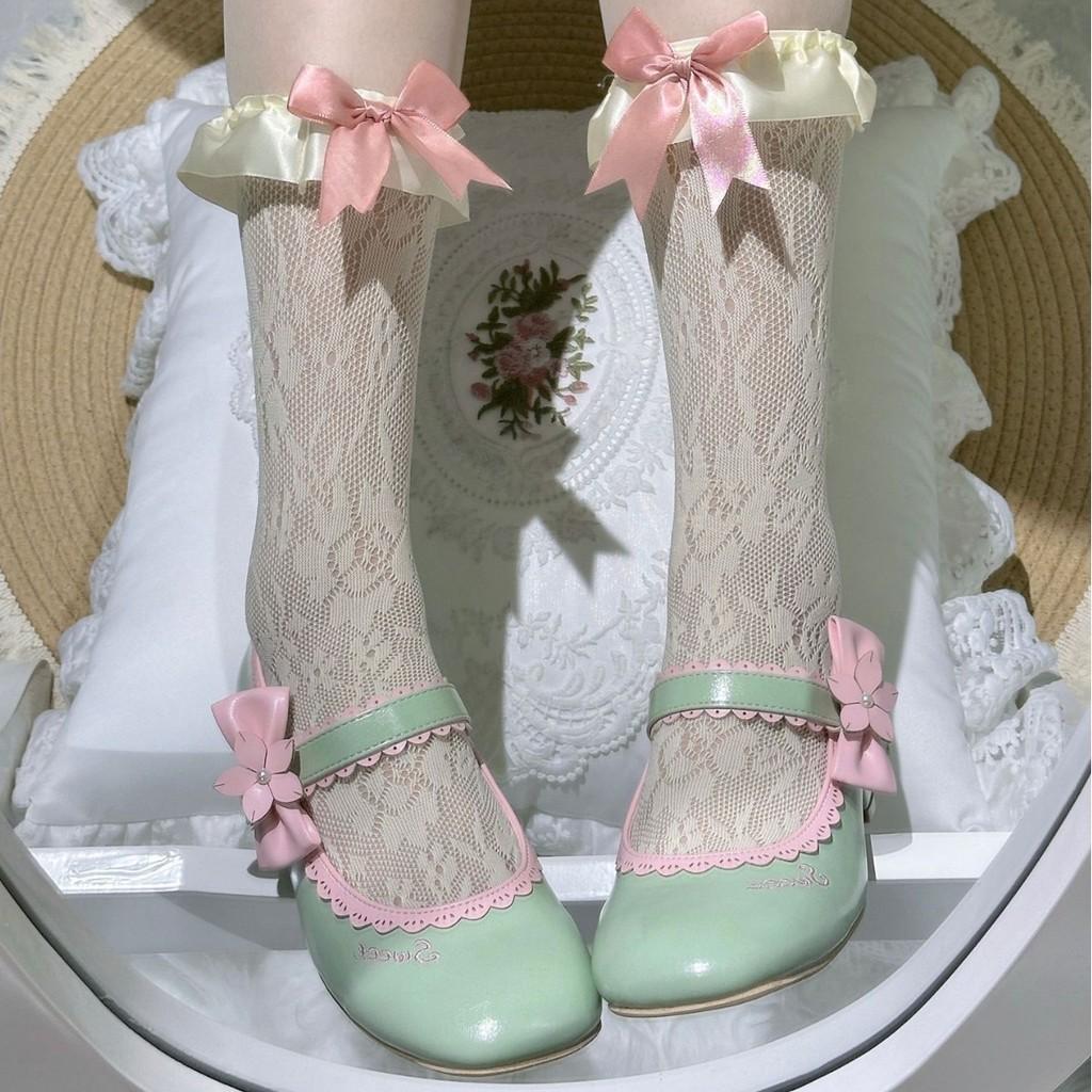 Lolita Summer Sheer Satin Bow Ankle Socks For Women With Breathable Fabrics