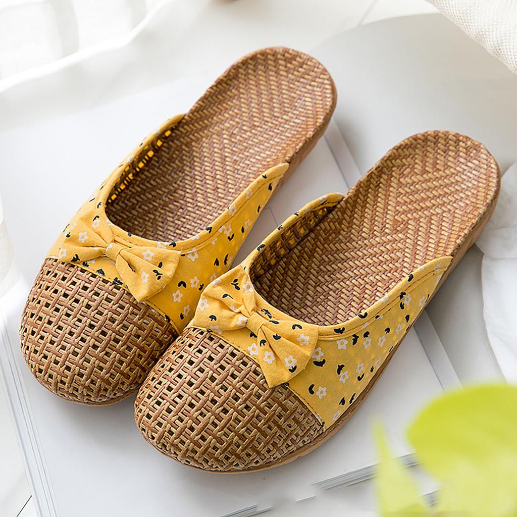 Women'S Home Indoor Bowknot Korean Edition Home Linen Slippers Sock Slippers For Women With Grippers Fuzzy S For Women Slippers
