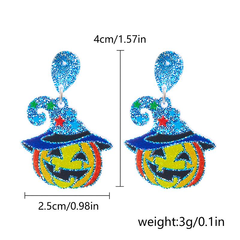 

Fashion Acrylic Colorful Halloween Stud Earrings Ghost Pumpkin Skull Castle Resin Dangle Ear Drop Women Jewelry Gift A4