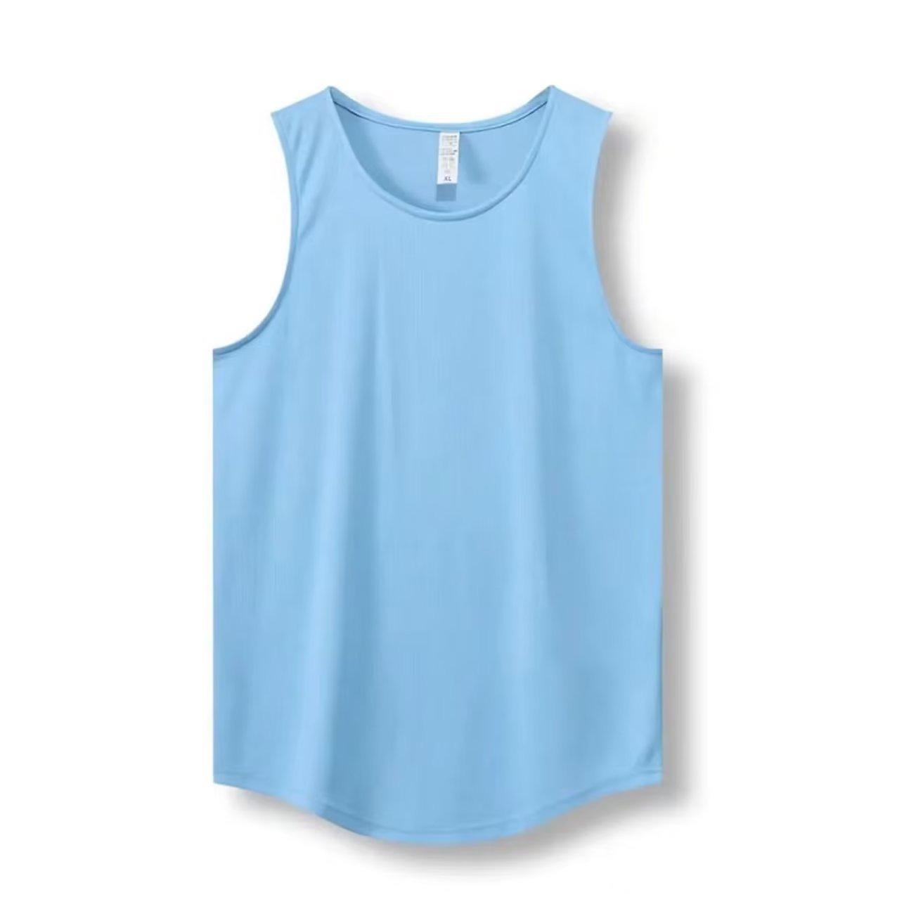 

Мужская модная майка с круглым вырезом в японском стиле: Молодежный летний жилет Харадзюку Large синий