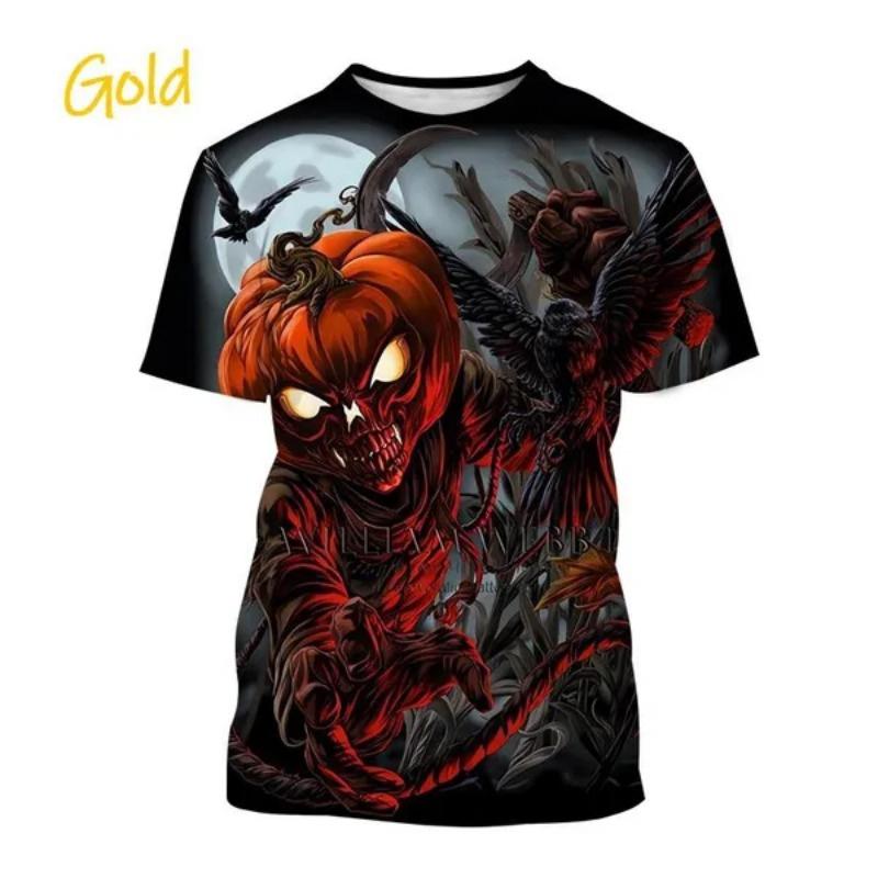 3D Printed Cool Halloween T Shirt For Men Funny Pumpkin Pattern T-Shirts Casual Short Sleeve Round Neck Tops Loose Kids Tees