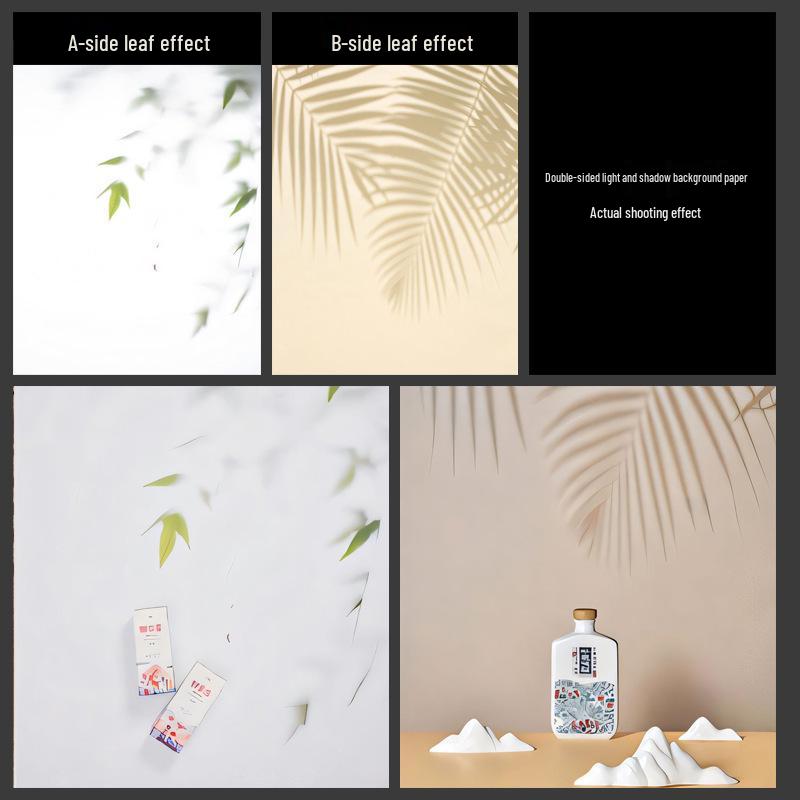 3D Double-Sided Tree Shadow Background Paper for Photography: Minimalist Prop for Cosmetics, Food, and Jewelry Still Life
