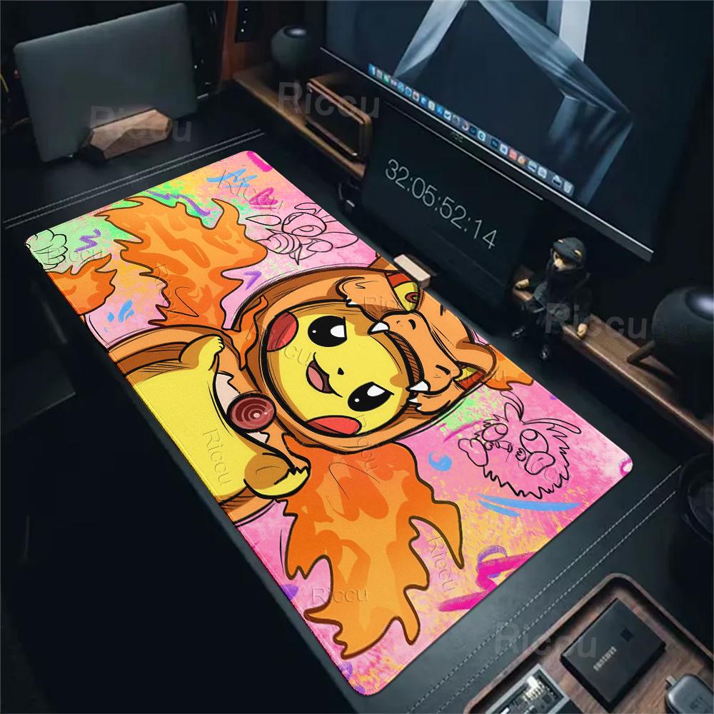 Mouse Pads Extended Gaming Mechanical Keyboard Pad Pokemon Graffiti Pikachu Pattern Gaming Accessories Carpet Kawaii Nonslip Rug