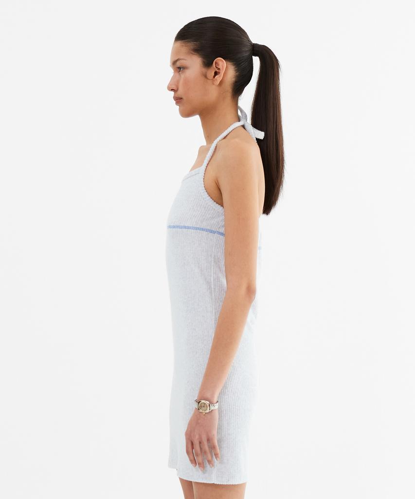 Minasu Slim Fit Halter Neck Terry Onepiece_White Melange