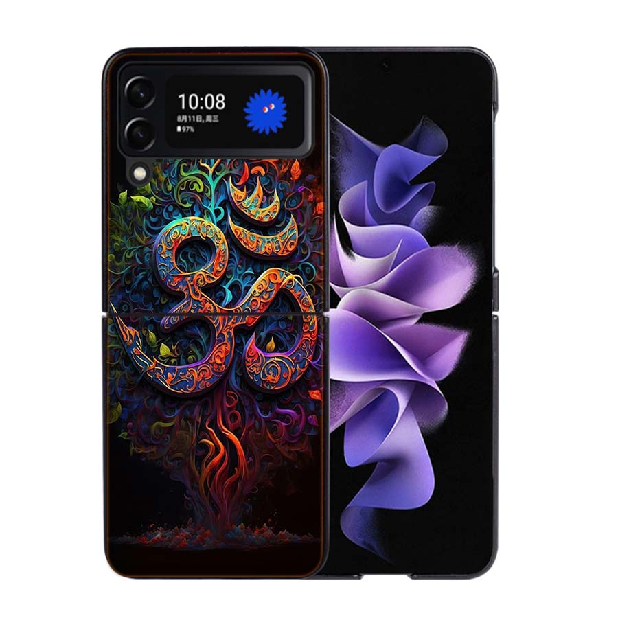 Om Symbol Meditation and Creativity Phone Case For Samsung Z Flip 7 6 5G Galaxy Z Flip4 Z Flip5 Z Flip3 Coque Black Hard PC Shel