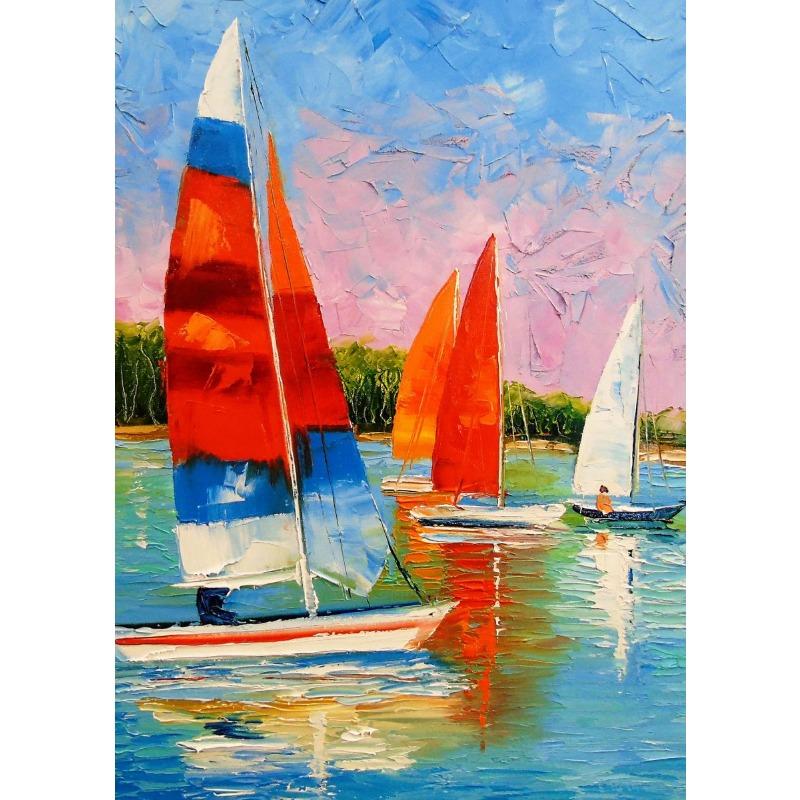 Abstract Sailing Sunset Poster Sea Wall Art Landscape Canvas Painting Print Wall Picture for Living Room Home Decoration
