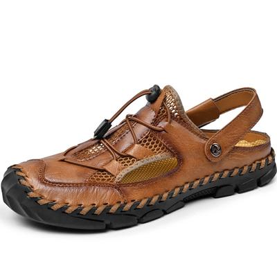 Sandales Homme Fait Main Sandales d'Extérieur Sandales en Cuir Chaussures de Plage Randonnée Extérieur Sandales en Cuir
