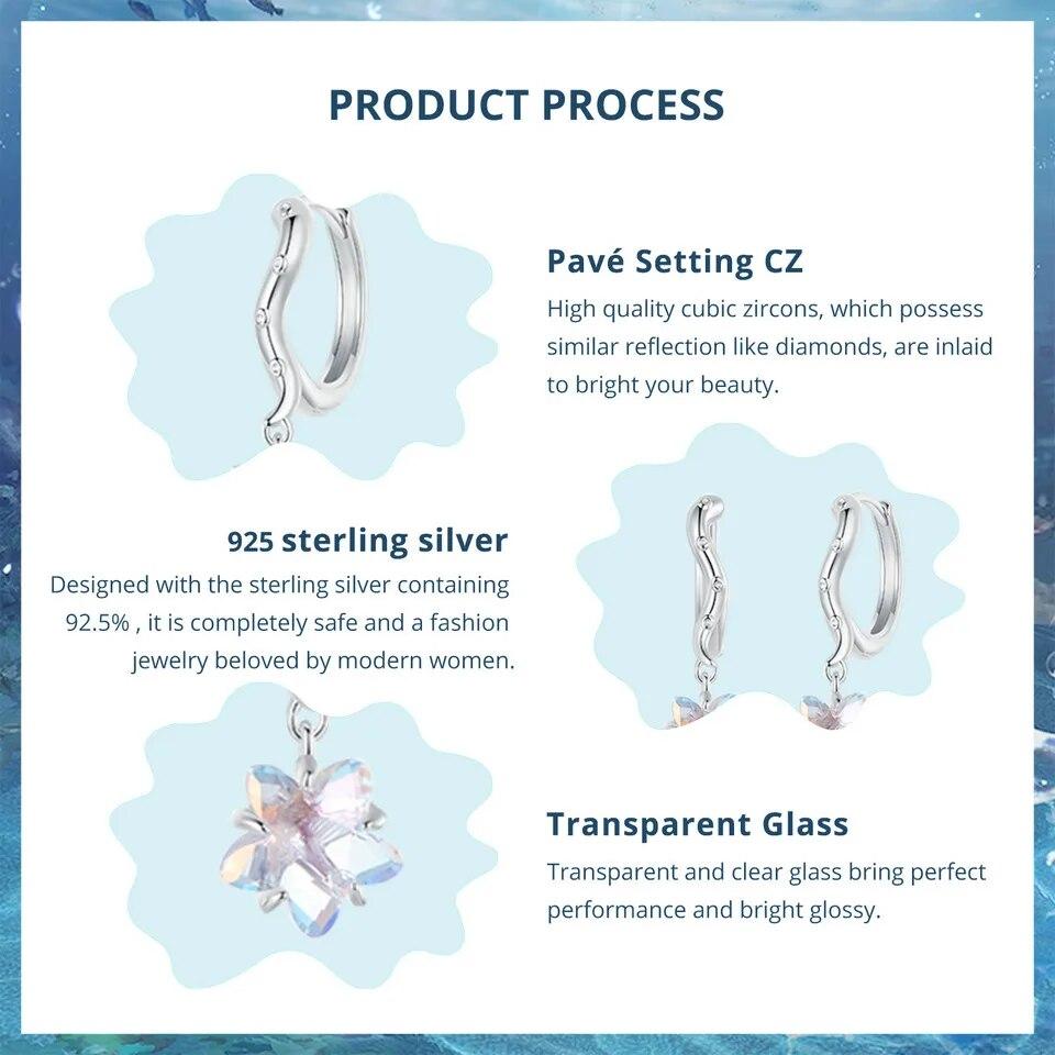 BAMOER Creolen aus 925er Sterlingsilber für Damen, zierliche, vergoldete Ohrringe, hypoallergen, Oktopus-Seestern-Ohrring, Geschenk