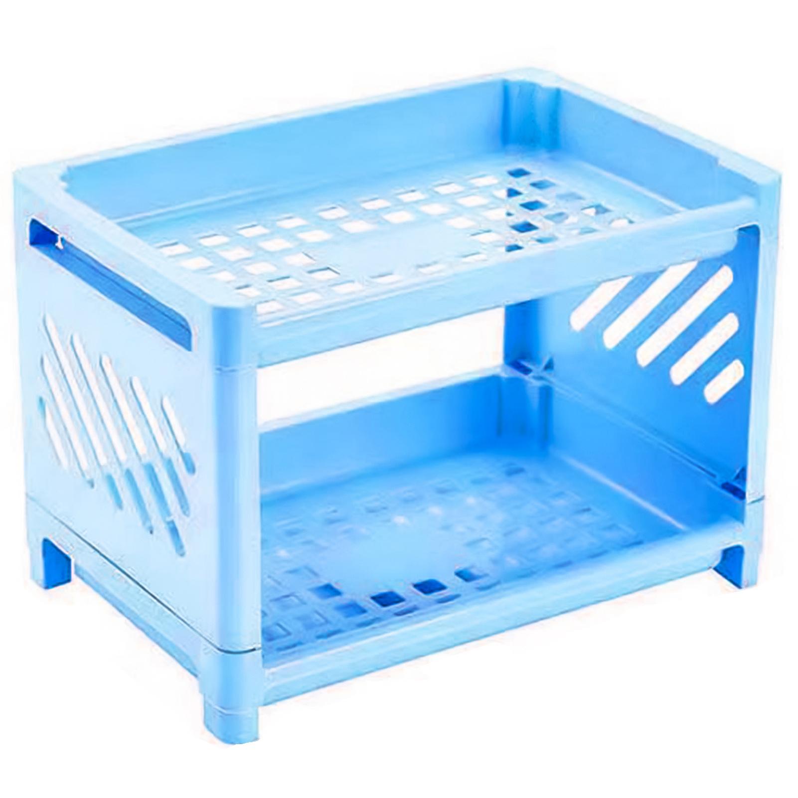 

2-Tier Desktop Storage Rack Organizer Multifunctional Plastic Shelf Makeup Organizer for Storage Cosmetic Skincare Perfume небо синє кольору