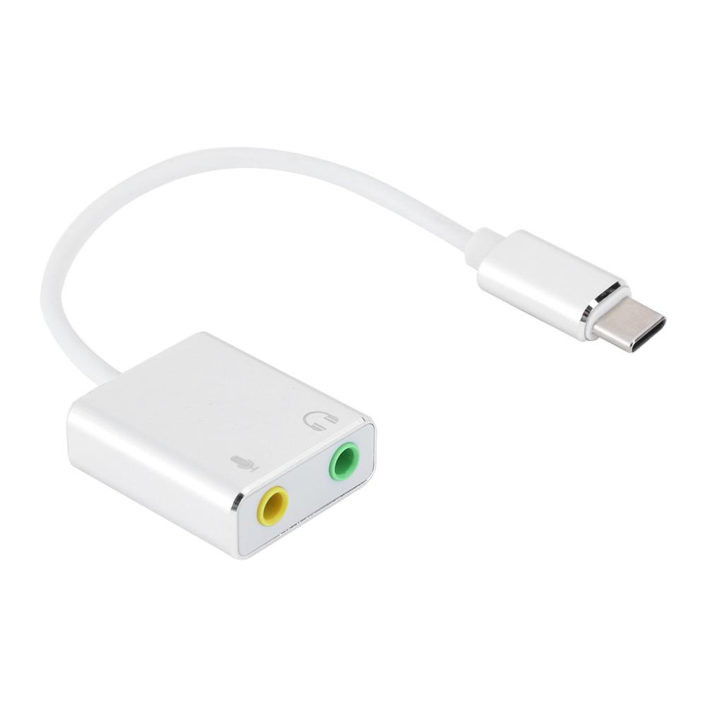 Aluminum Alloy TYPEC 7.1 External No Drive Stereo Sound Card Audio Adapter