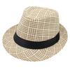 Plaid Retro Straw Hat Nostalgic Cool Hat Short Brim Sun Hat Middle-Aged And Elderly Jazz Hat Men'S And Women'S Linen Top Hat Wholesale