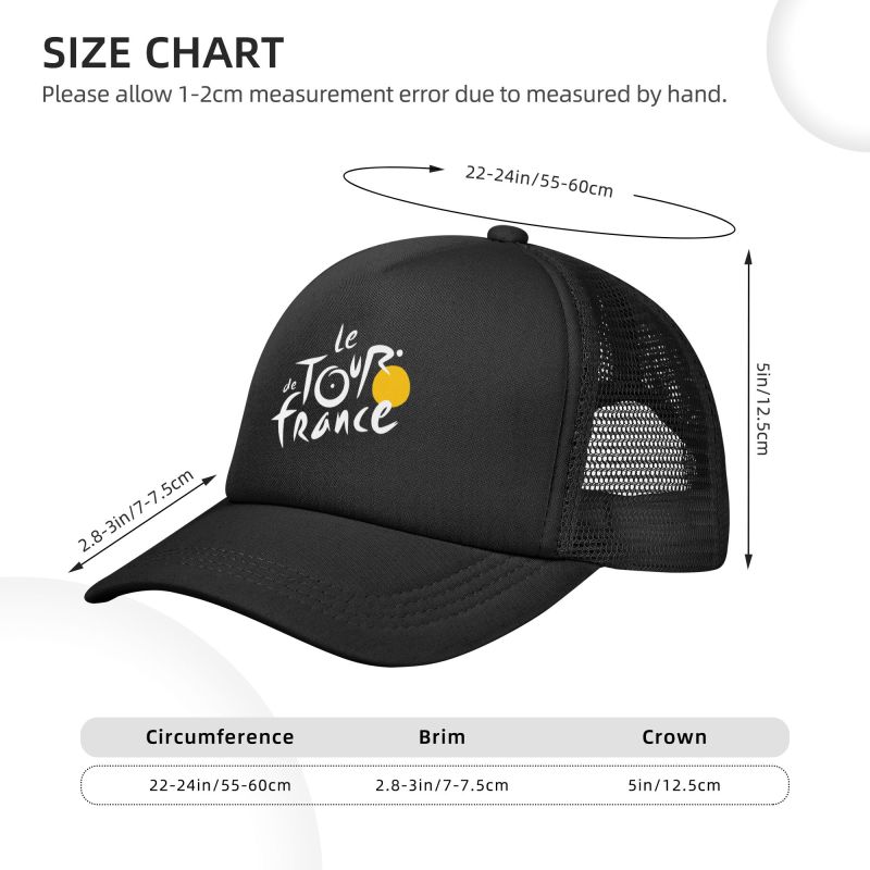 Boné de Baseball de Tela Tour De France Unissex Cor Sólida Chapéu Trucker Verão Respirável Ajustável Snapback Chapéus com Viseira Solar para Exterior