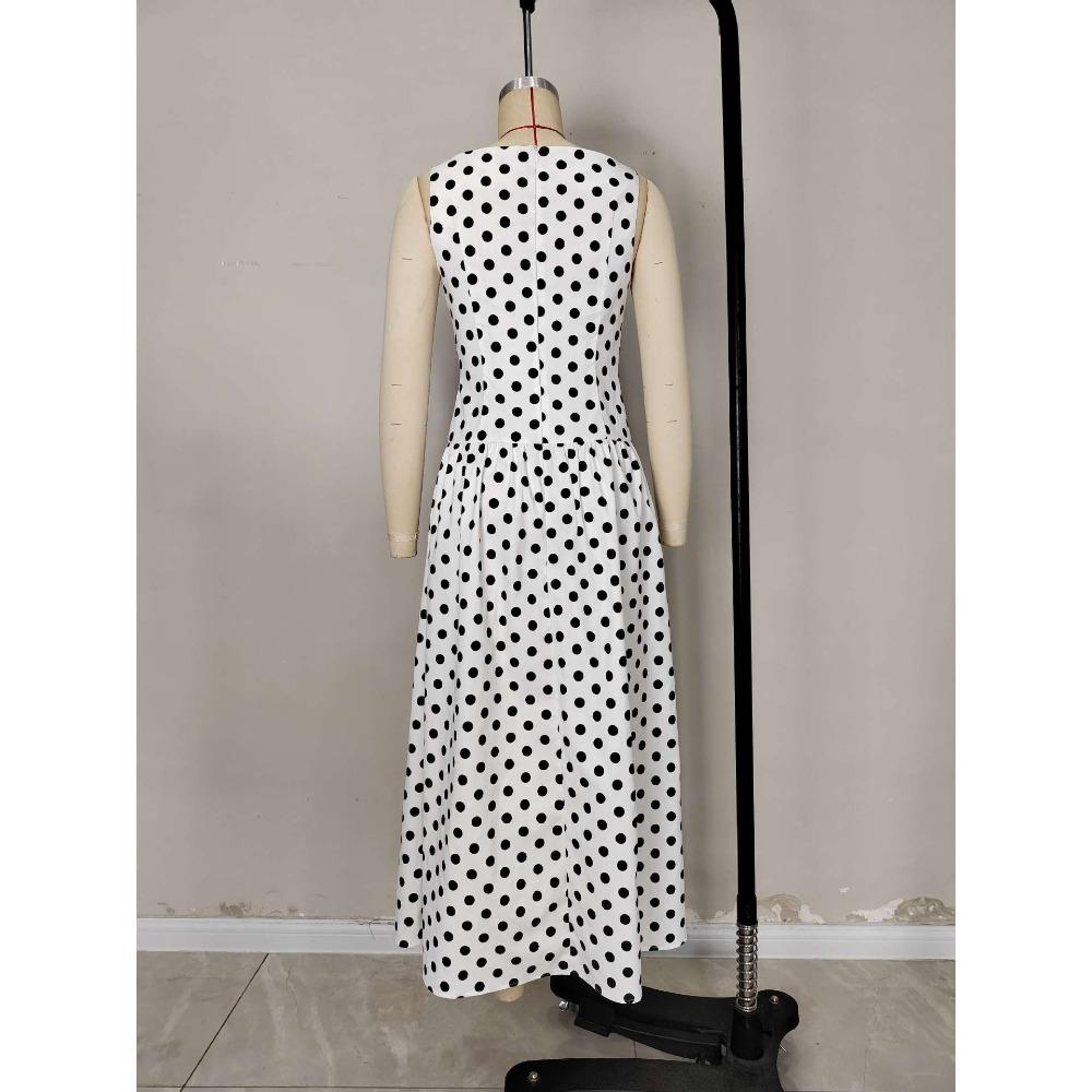 Women's New Fashion Office Printed High Waist Sleeveless Dress