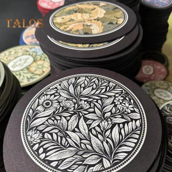 Vintage Absorbent Coaster Ethnic Floral Fabric Teacup Mat Quick-Dry Diatomite Drinks Coasters for Hot Cold Drinks