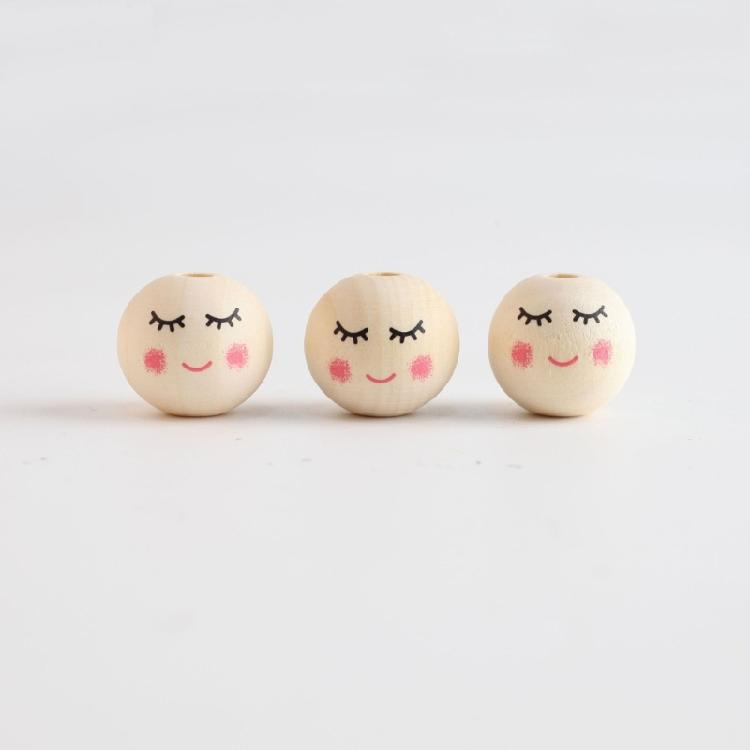 20Pcs Smiles Wooden Beads Natural Wooden Beads Smiles Face Beads for Crafting