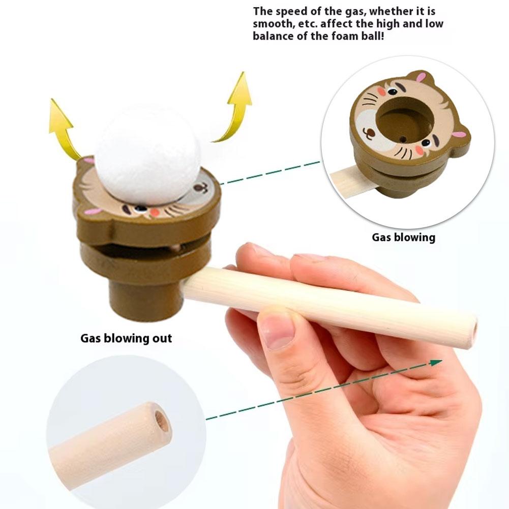Wood Floating Blow Pipe Ball Game Toy Board Game for Children Balance Training Floating Blowing Ball Hand-Eye Coordination