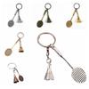 Silver/Golden Badminton Racket Keyring Metal Mini Badminton Racket Pendant  Athlete