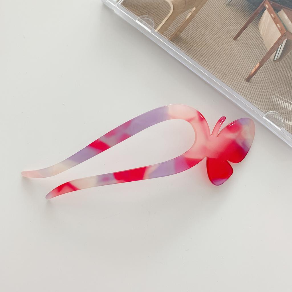 Mode Acetat Haarstäbe für Frauen Schmetterling Haarspangen Nadeln Minimalistisch Bunt U-Form Mädchen Haarnadeln Haarknotenmacher Kopfschmuck