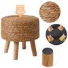 YMYNY Ottoman Stool, Footstool, Handwoven Natural Seagrass, Pastoral Style, with Padded Footrest, Non-Slip, Pine Legs, Wooden Sofa Stool, Suitable for