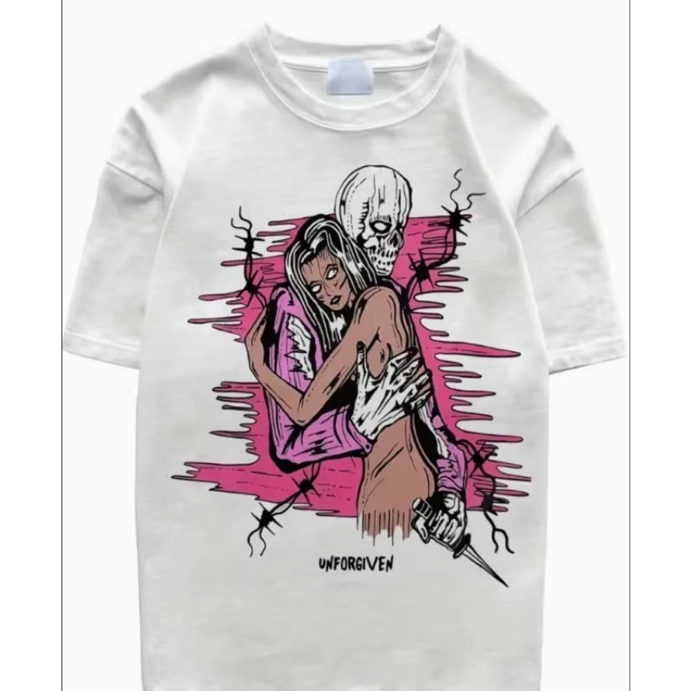 High Quality Cotton Men's LOVE Short Sleeves Fashion American Hip-hop Rock Retro Punk T-shirt Summer Oversized Crew Neck Unisex