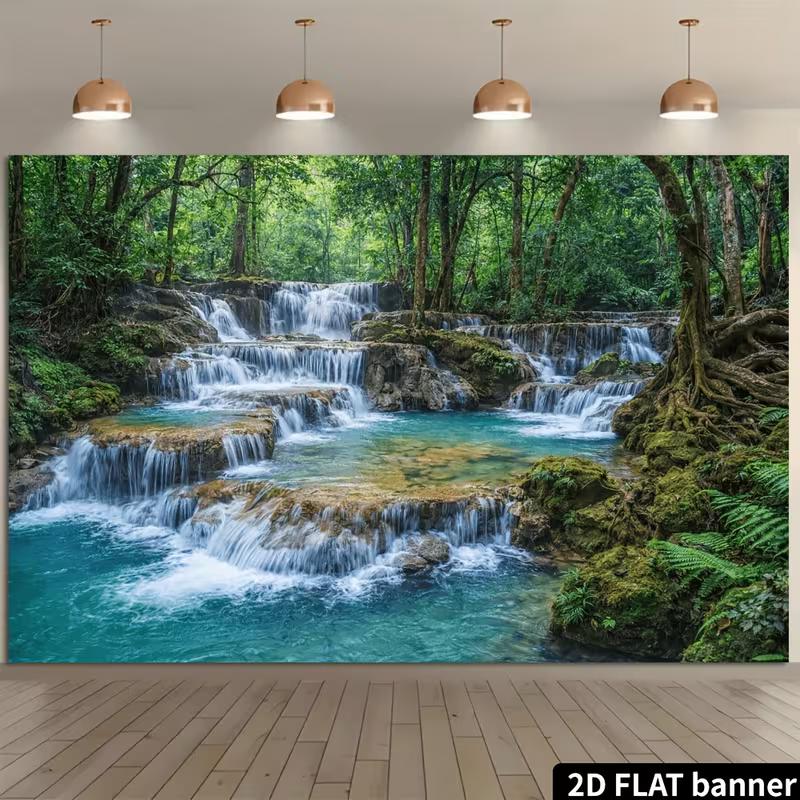 2D Jungle Waterfall Backdrop for Nature, Tropical and Adventure Themed Photography