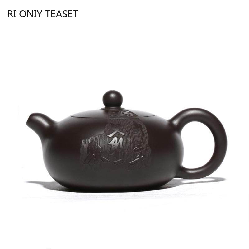 

170 мл традиционный исинский фиолетовый глиняный чайник сырой руды черный глиняный плоский чайник с шариковым отверстием фильтрация чайник цзыша домашний чайный набор