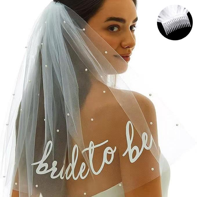 European And American Brides Veil Veil Bachelorette Party Double Bride To Be Photographed Wedding Dress