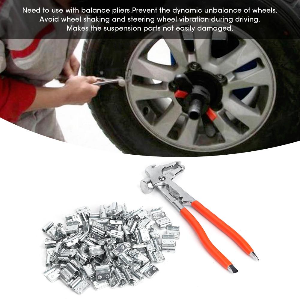 100 Stück 10g 0,35oz Aluminiumlegierung Clip-on Haken Auswuchtgewicht P-Stil Auto Reifenreparatur mit Auswuchtzange