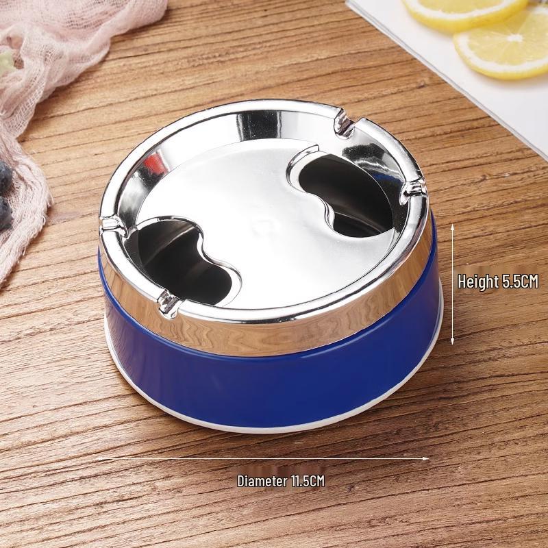 Creative Stainless Steel Ashtray with Lid - Anti-Fly, Ideal for Office, Bathroom, or Living Room