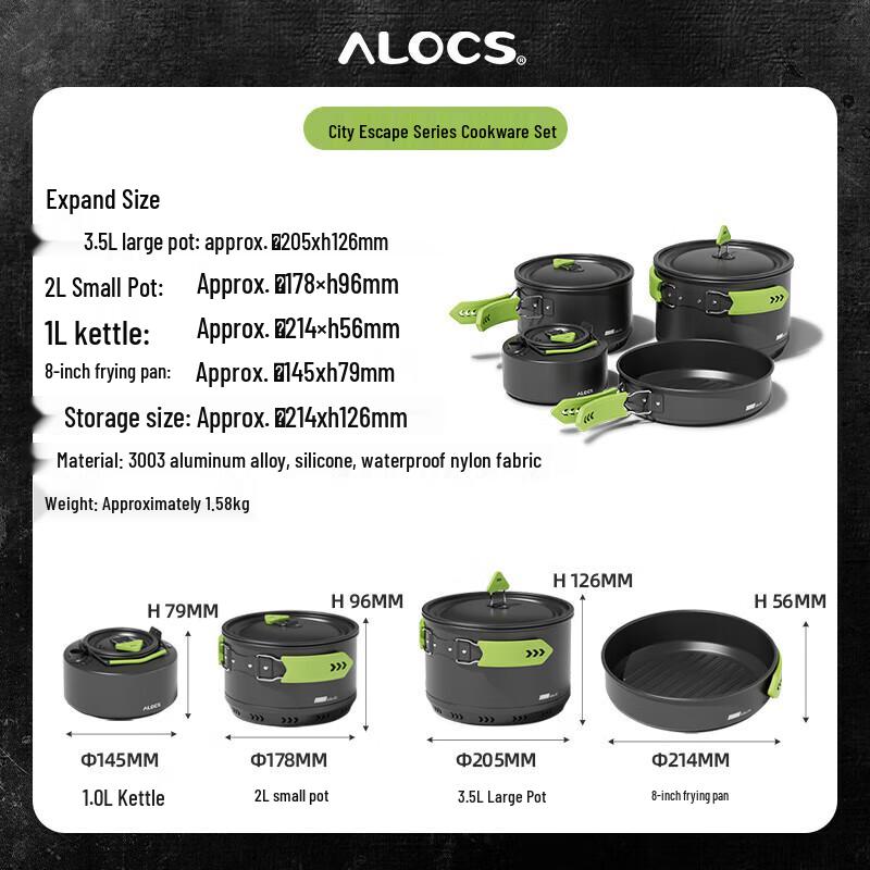 

ALOCS City Escape Portable Outdoor Cookware Set