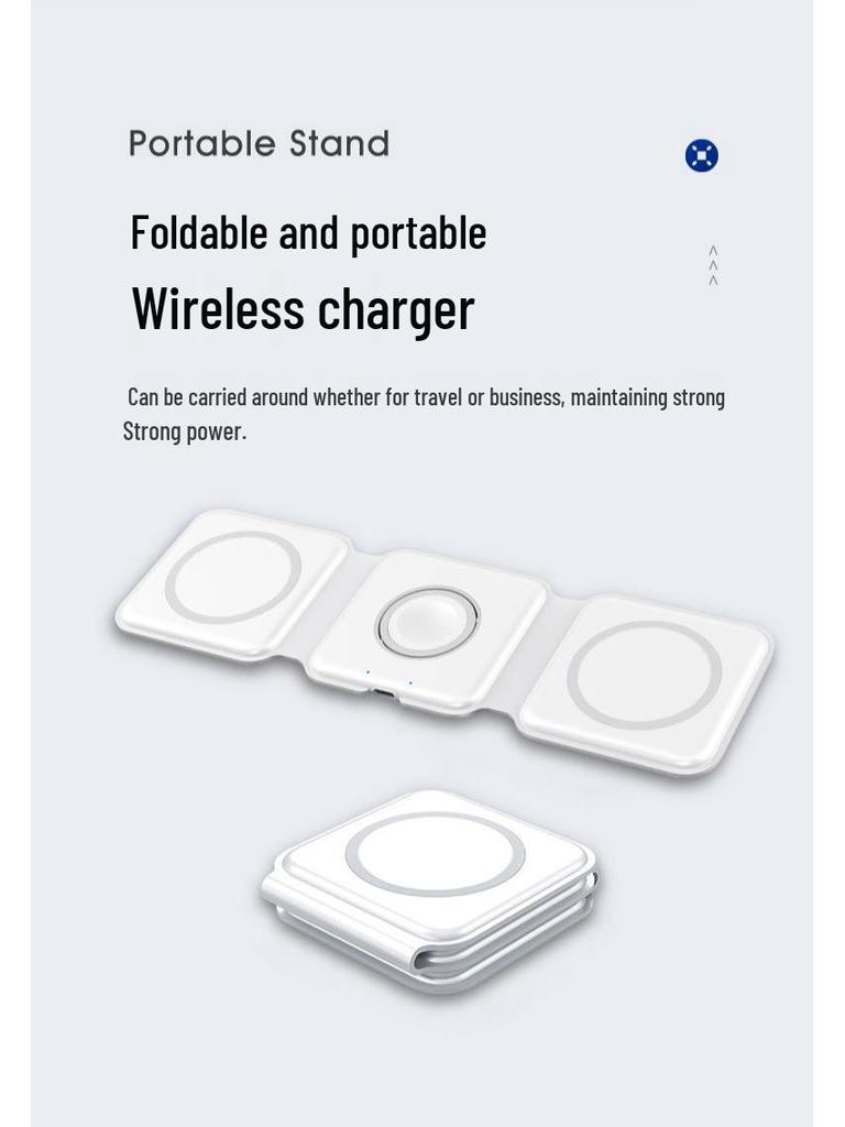 15W Magnetic Wireless Charger: Multi-functional Trio for Phones, Earphones, Watches with Smart Display