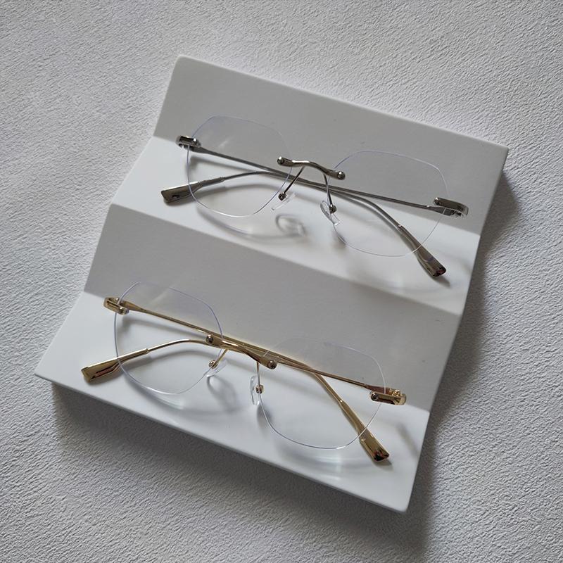 2pcs/Set Rimless Anti-blue Light Glasses For Women Men Fashion Designer Blue Light Blocking Computer Goggle Office Accessory