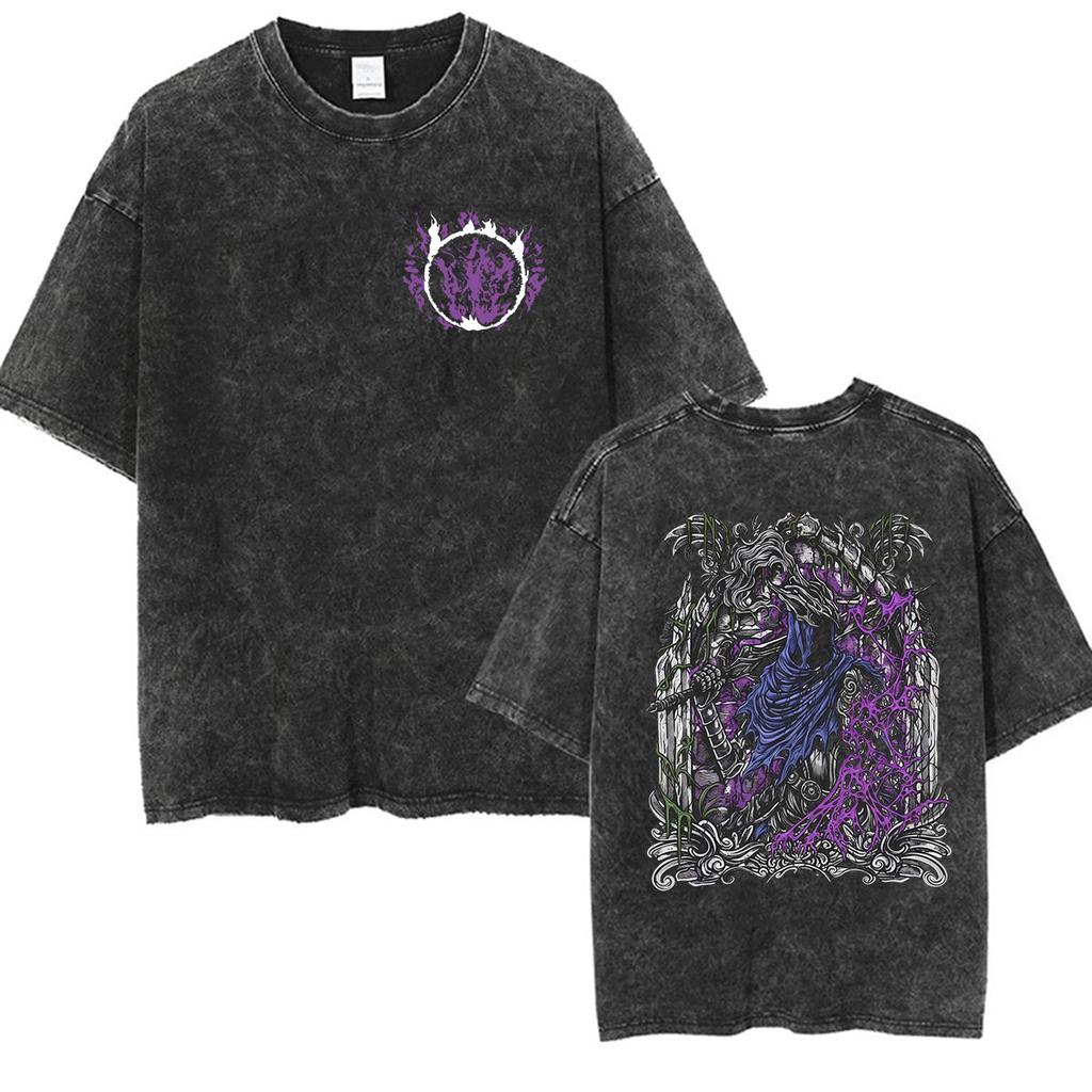 Vintage Washed Dark Souls 3 Hot Game Graphic T Shirt Mens Women Classic Player Fashion Cotton Short Sleeve Tshirts Streetwear