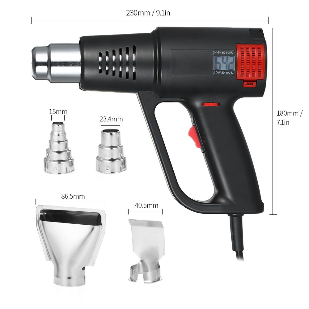 2000W Industrial Fast Heating Hot     LCD Digital Temperature-controlled High Quality Handheld Heat Blower Electric   Temperature Heat Gu