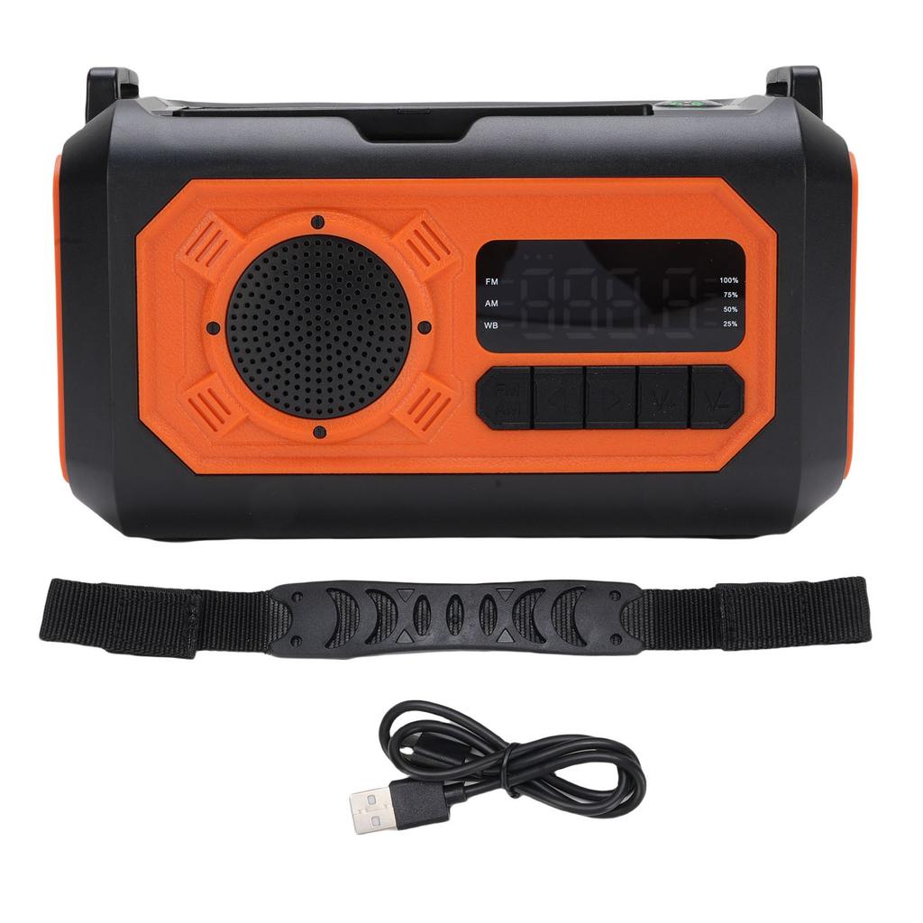 Emergency Radio Multi Function 12000mAh Solar Hand Crank AM FM WB Battery Powered with Cell Phone Ch