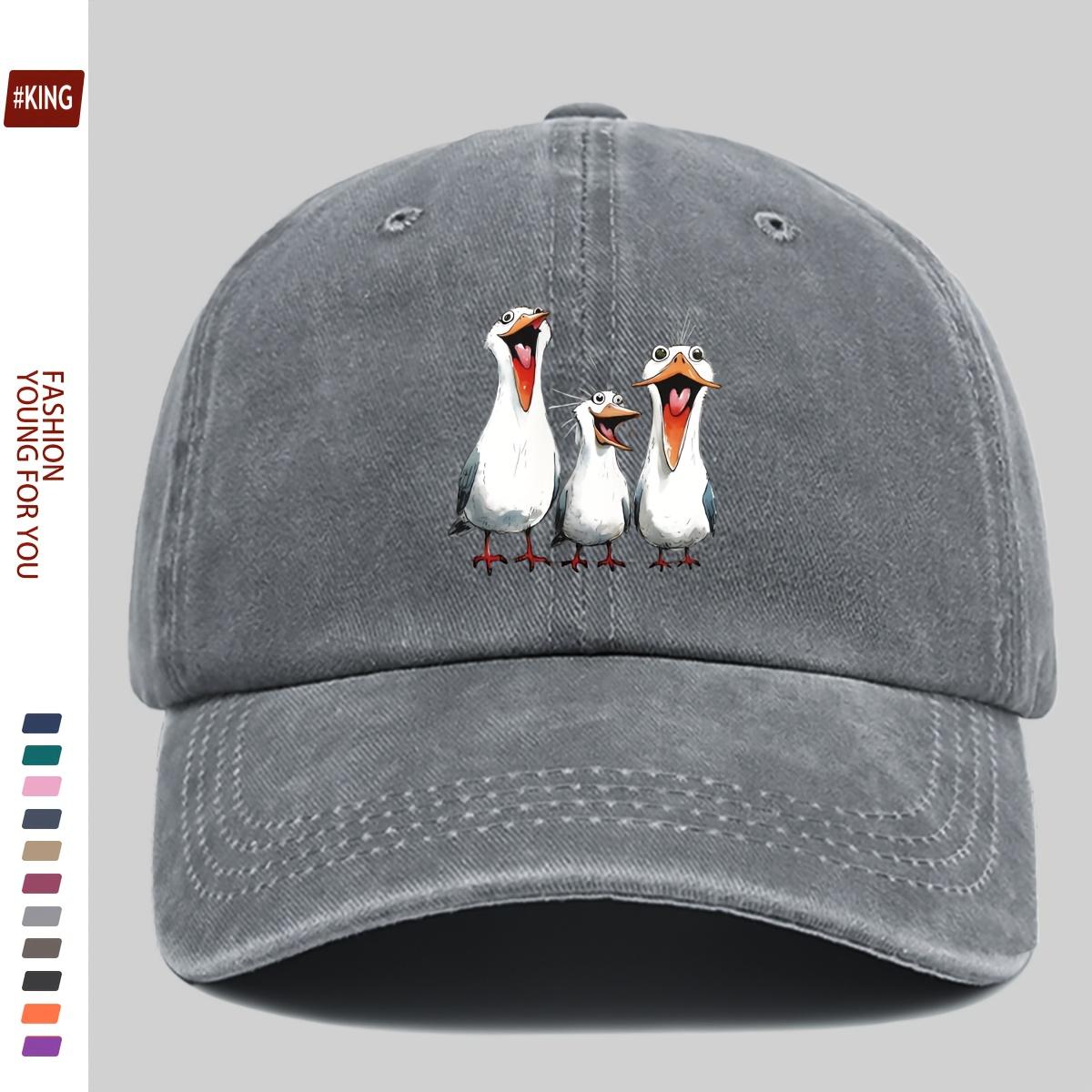 

1pc WomenS Three Happy Laughing Seagulls Print Baseball Cap Adjustable Size Comfortable Appropriate for Any Season One Size