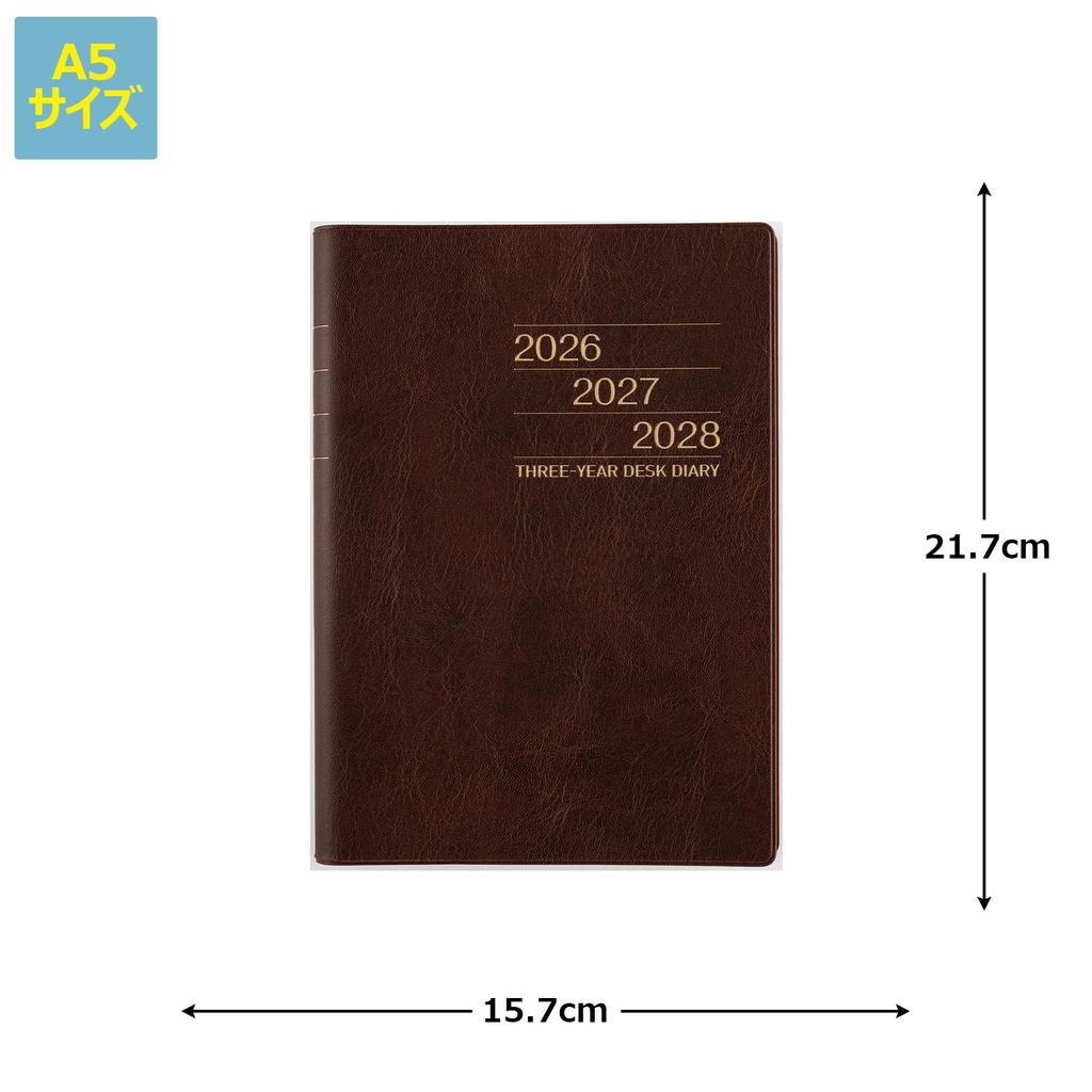 Takahashi 2026 A5 Desk 63 January 3-Year Journal, Brown, No. (Starts 2026)