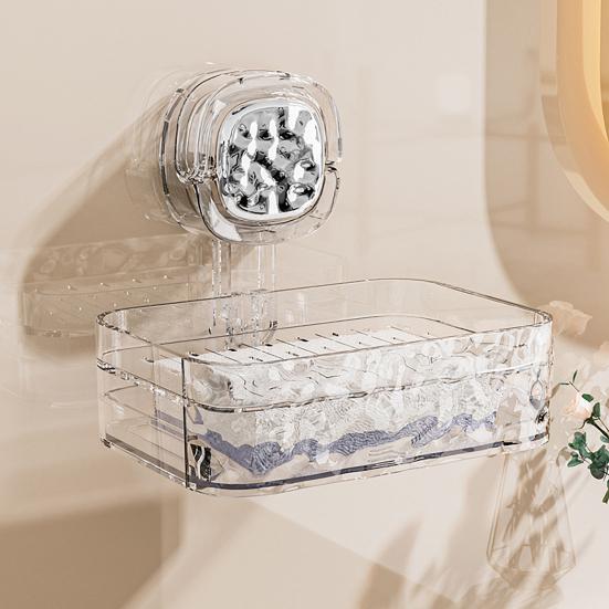 Suction Cup Soap Dish with Drain Holes Strong Load-bearing Easy to Install