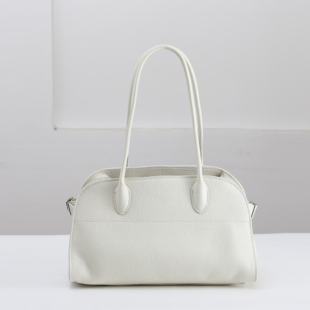Head Layer Cowhide Tote Bag Margaux10/15 Single Shoulder Genuine Lychee Pattern Large Capacity Handbag Travel
