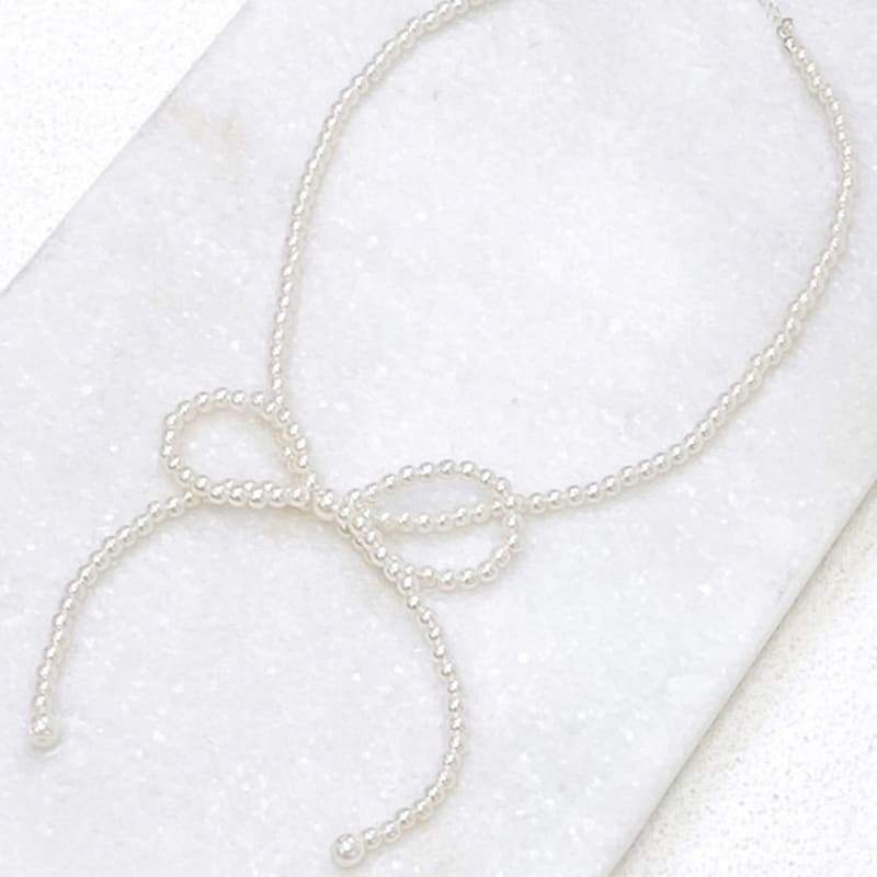 BESTY Ballon Pearl Ribbon Necklace