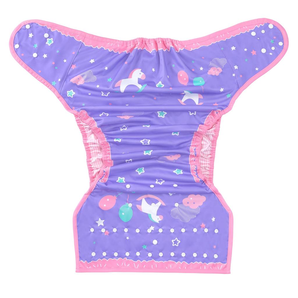 LittleForBig Adult Diaper Cover, Cute Little Fantasy Print, Adjustable Waist and Length, Snap Closure, Leak-Proof, Breathable, Washable