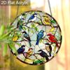 Acrylic Colorful Songbirds on Branches Suncatcher, Stained Glass Style Window Hanging Ornament for Bird and Nature Lovers