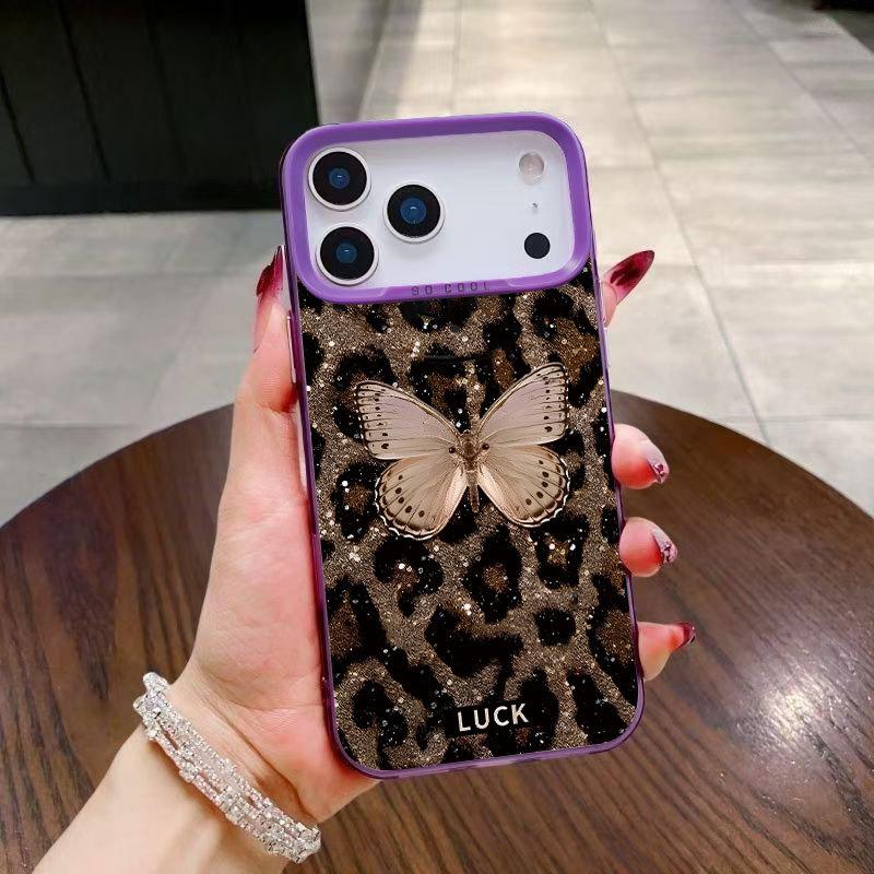 Leopard print butterfly for apple 16promax trend 14 mobile phone case iphone1715pro13 fashion