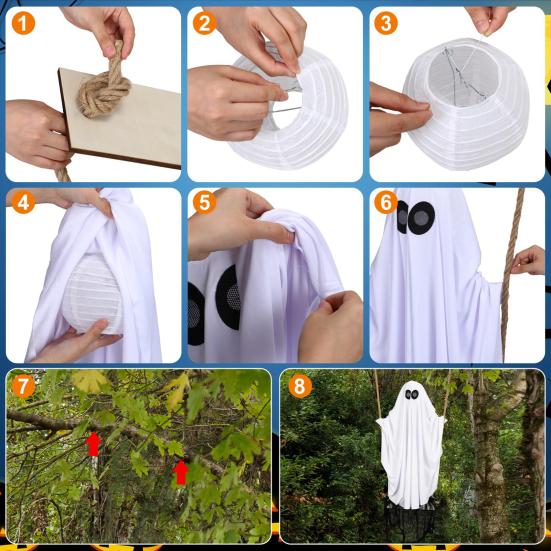 Halloween Ghost on A Swing Outdoor Decoration 63" Large Swinging Ghost Decor for Party Haunted House Outside Lawn Yard Decor