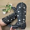 Fashion IPPEUM Western Cowboy Boots Star Leather Black 2024 New In Women Wide Calf Chunky Heel Girl Shoes Cowgirl Plus Size 43