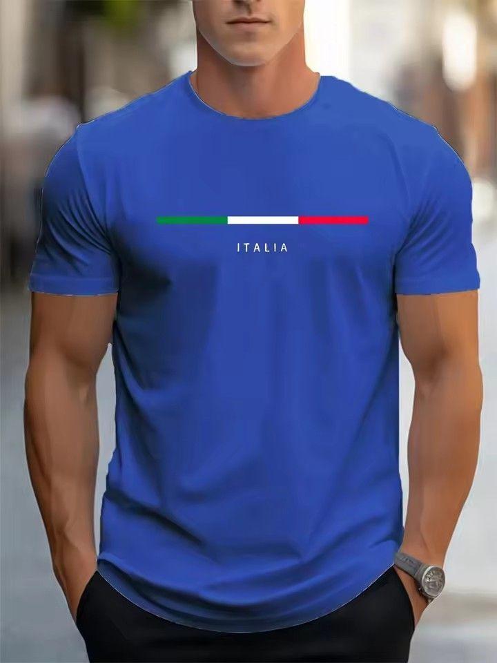 Unisexs Summer Fashion Casual Loose Largesized Italian Patterned Printed Sports Roundneck Shortsleeved Tshirt Top