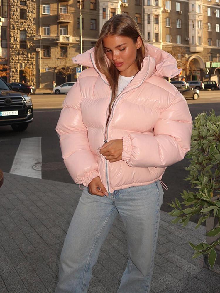 Damen Kurze Helle Gesicht Abnehmbare Mütze Daunenjacke Damen Warme, Schlichte und Modische Winterjacke 2025